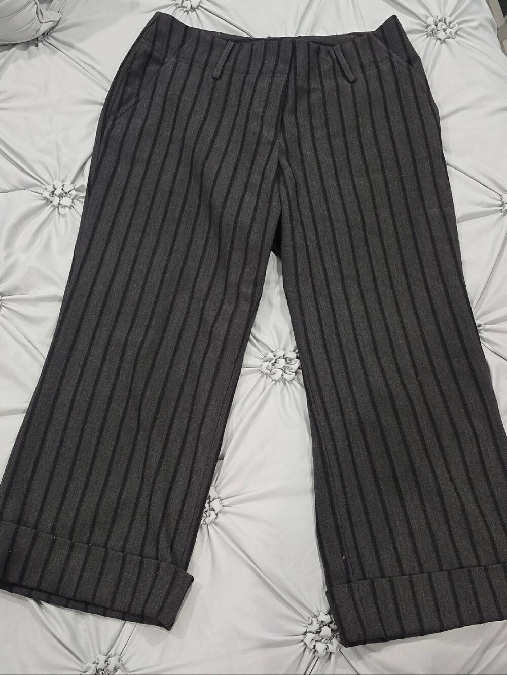Michael Kors Charcoal Pinstripe Wide-Leg Trousers